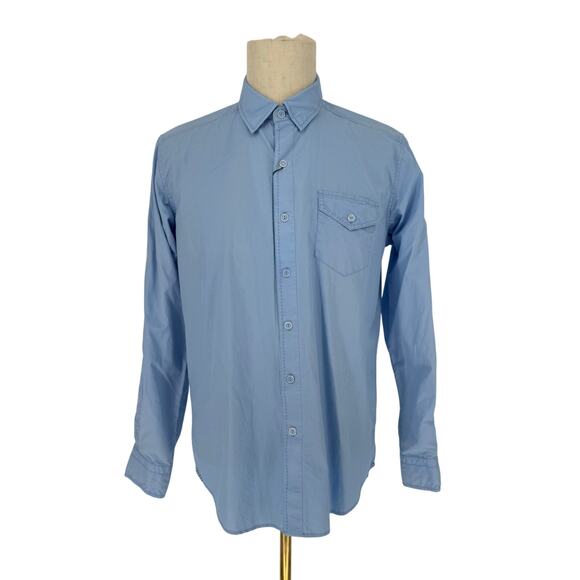 Robert Graham Button Front Long Sleeve Casual Shirt Birdwell Solid Light Blue M - Picture 9 of 9